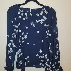 Banana Republic Navy Floral Blouse